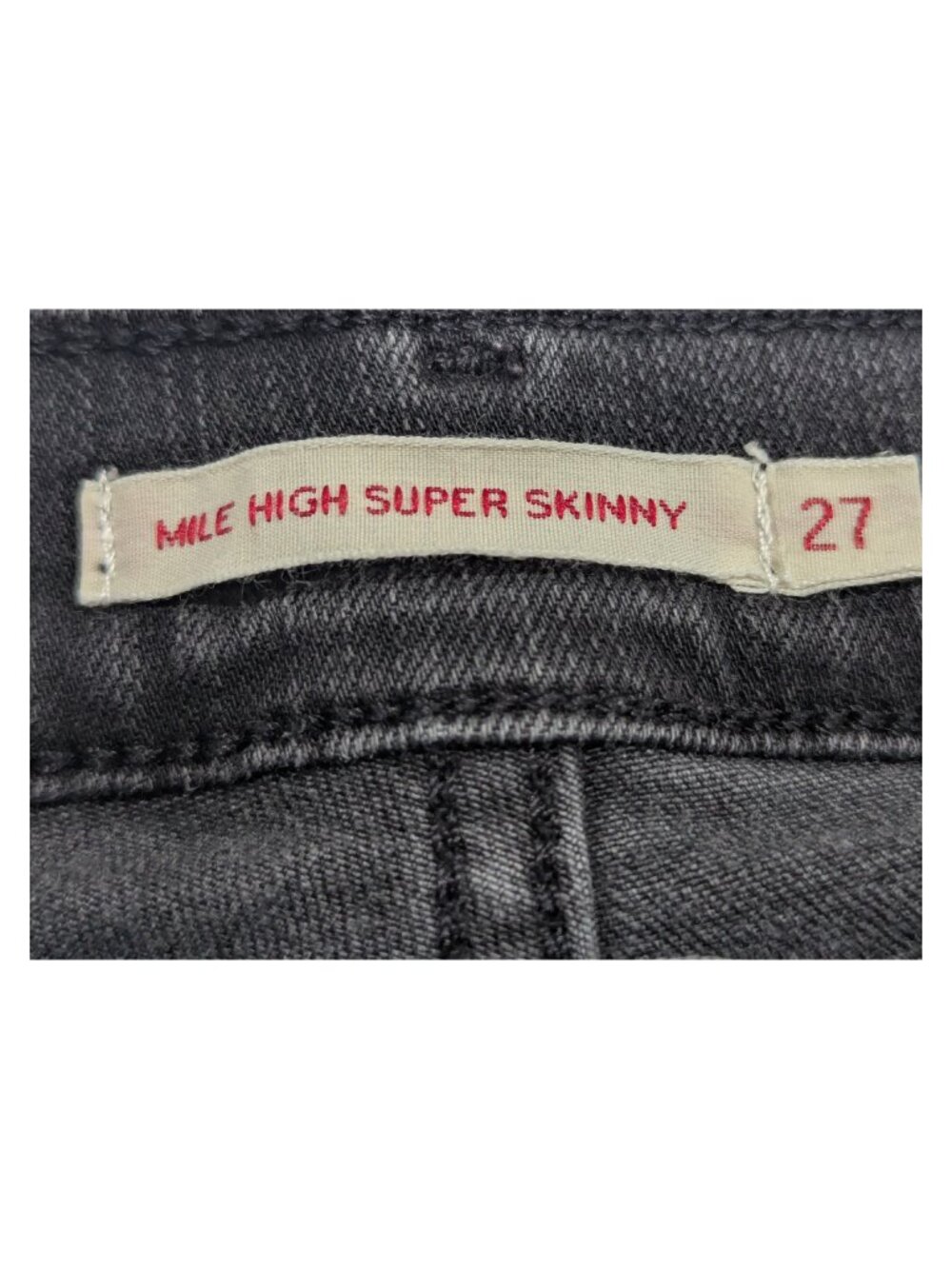 Levi’s Premium Mile High Studded Super Skinny Jeans W27 L30 Black - Picture 5 of 10